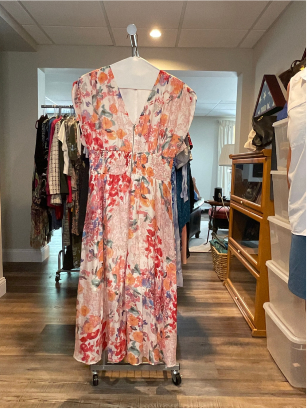Women's GiGiO Floral Maxi Dress L White Orange Red